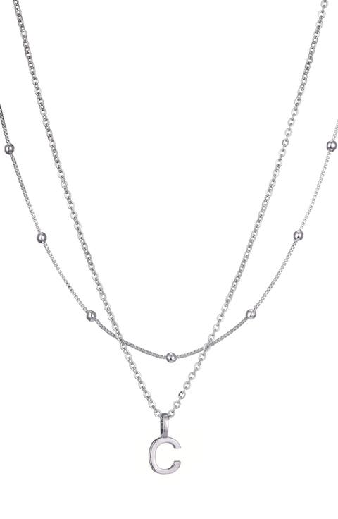 Initial Pendant Layered Chain Necklace