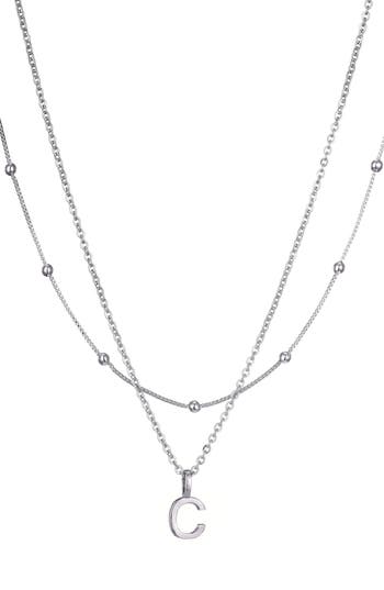 Adornia Initial Pendant Layered Chain Necklace In Silver