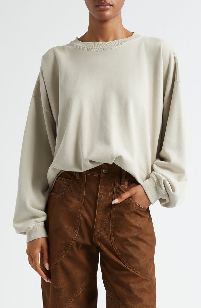 Isabel Marant Étoile Sauria Drop Shoulder Cotton Sweatshirt, Main, color, Ecru