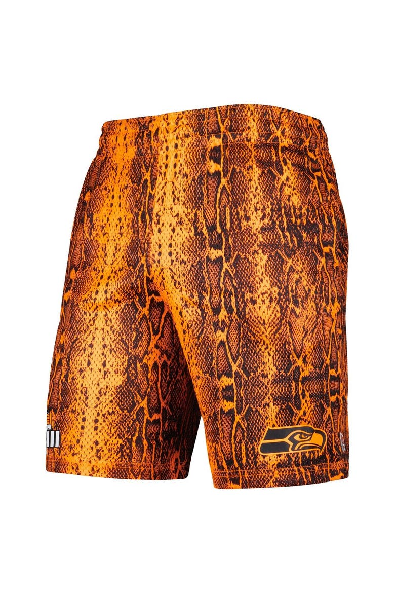 Men's New Era Orange Seattle Seahawks Summer Pop Shorts, Alternate, color, Orange