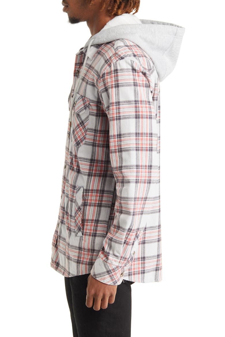 Ranchero Flannel Button-Up Hooded Shirt, Alternate, color, ZEN BLUE