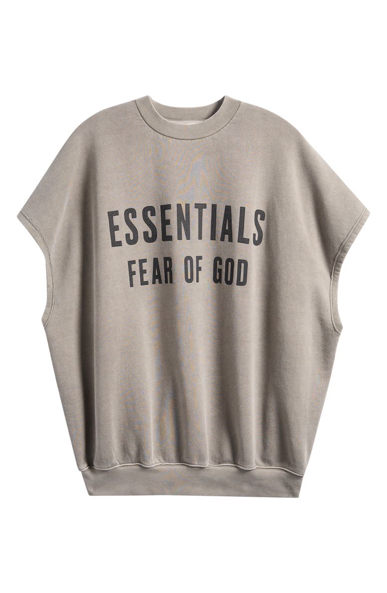 Fear of God Essentials Relaxed Cutoff Fleece Sweatshirt, Alternate, color, Washed Seal