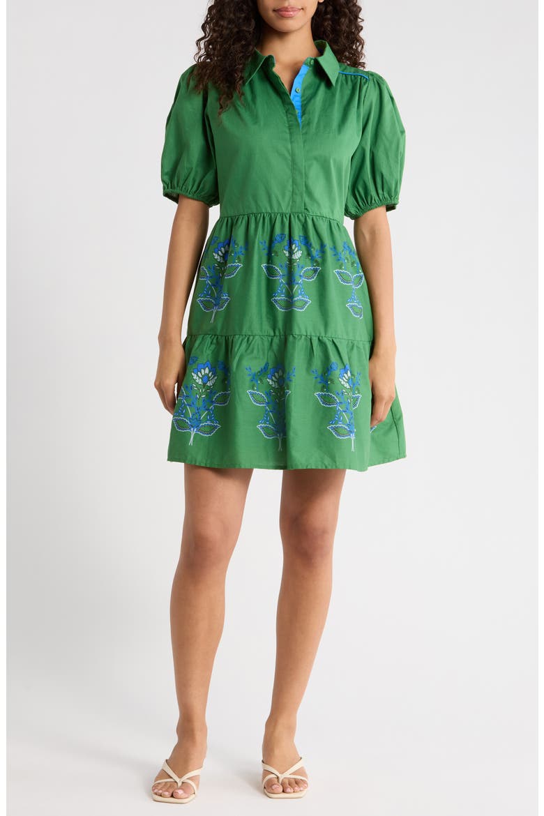 Meridy Floral Burie Tiered Minidress, Main, color, KELLY BLUE MULTI