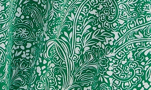 Shop Nina Leonard Crewneck Three-quarter Sleeve Midi Dress In Bright Green/white