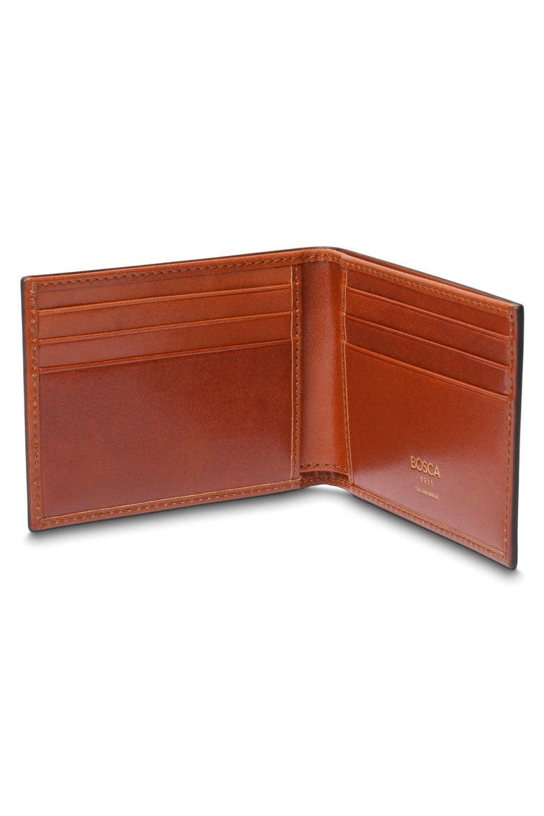 Burnished Leather Small Bifold Wallet, Alternate, color, TAN/BLACK