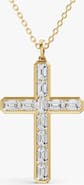 SEREIA OFFICIAL 14K Gold 2 ct Sereia Emerald Cross Lab Diamond Pendant