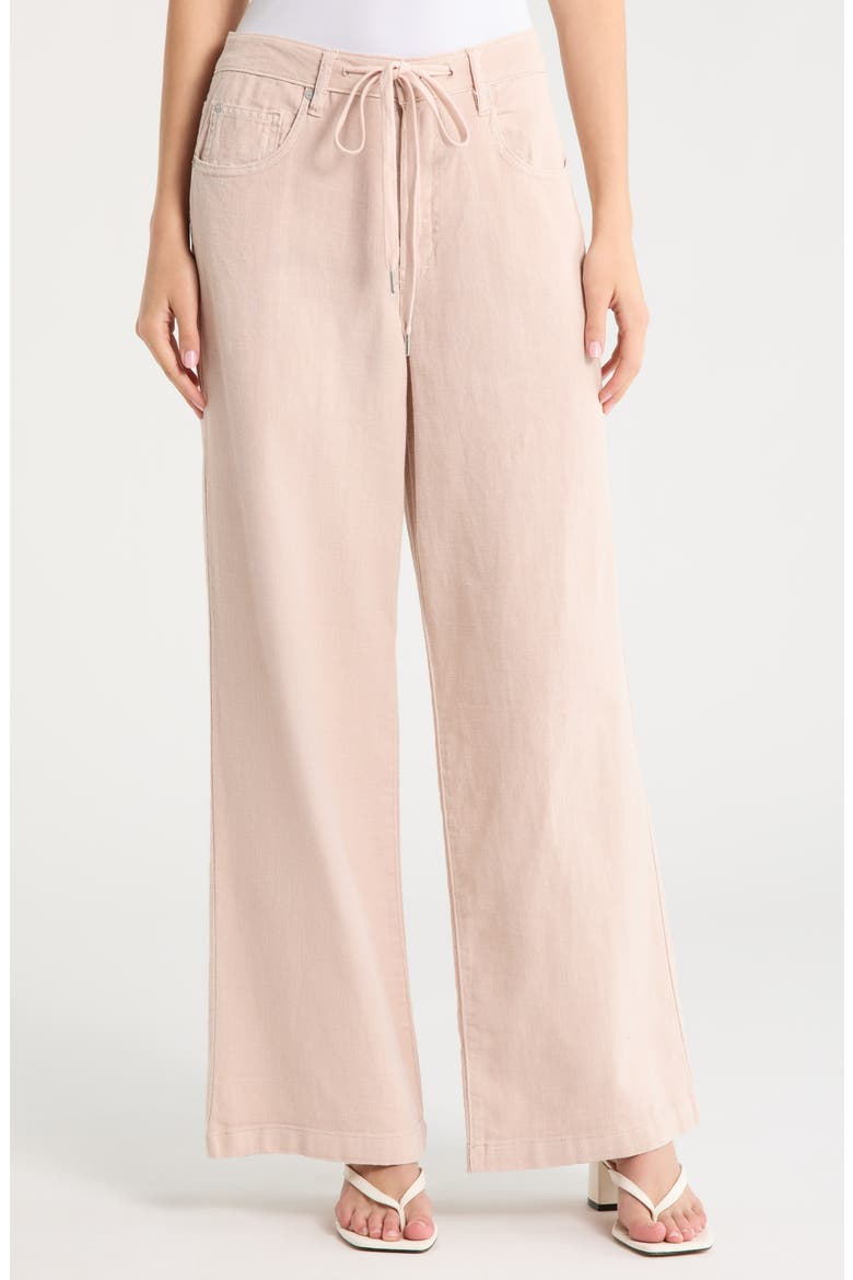 Low Rise Cotton & Linen Pants, Main, color, CHILLED ROSE-LIGHT PINK