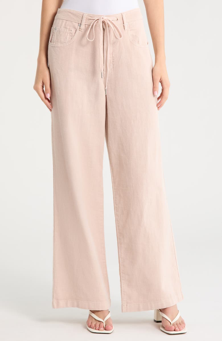BLANKNYC Low Rise Cotton & Linen Pants, Main, color, Chilled Rose-Light Pink