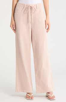 Low Rise Cotton & Linen Pants