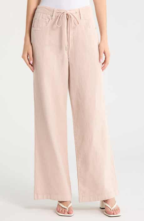 Low Rise Cotton & Linen Pants