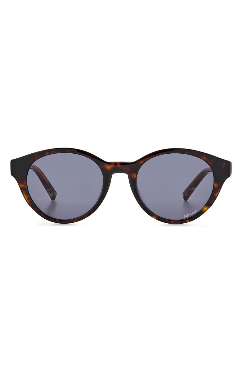 Missoni 49mm Round Sunglasses, Main, color, Havana Horn/ Grey