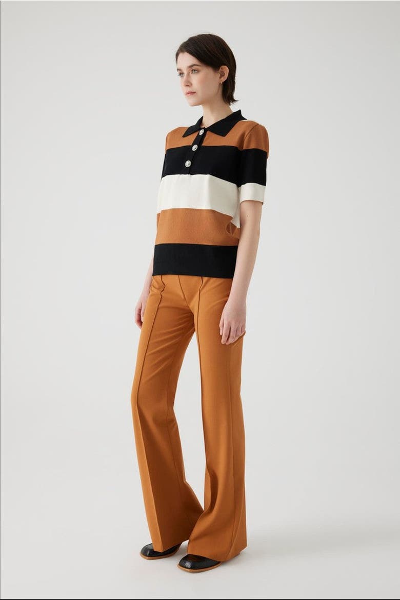 Aidanne Polo Collar Knit Blouse, Alternate, color, MULTI COLOR