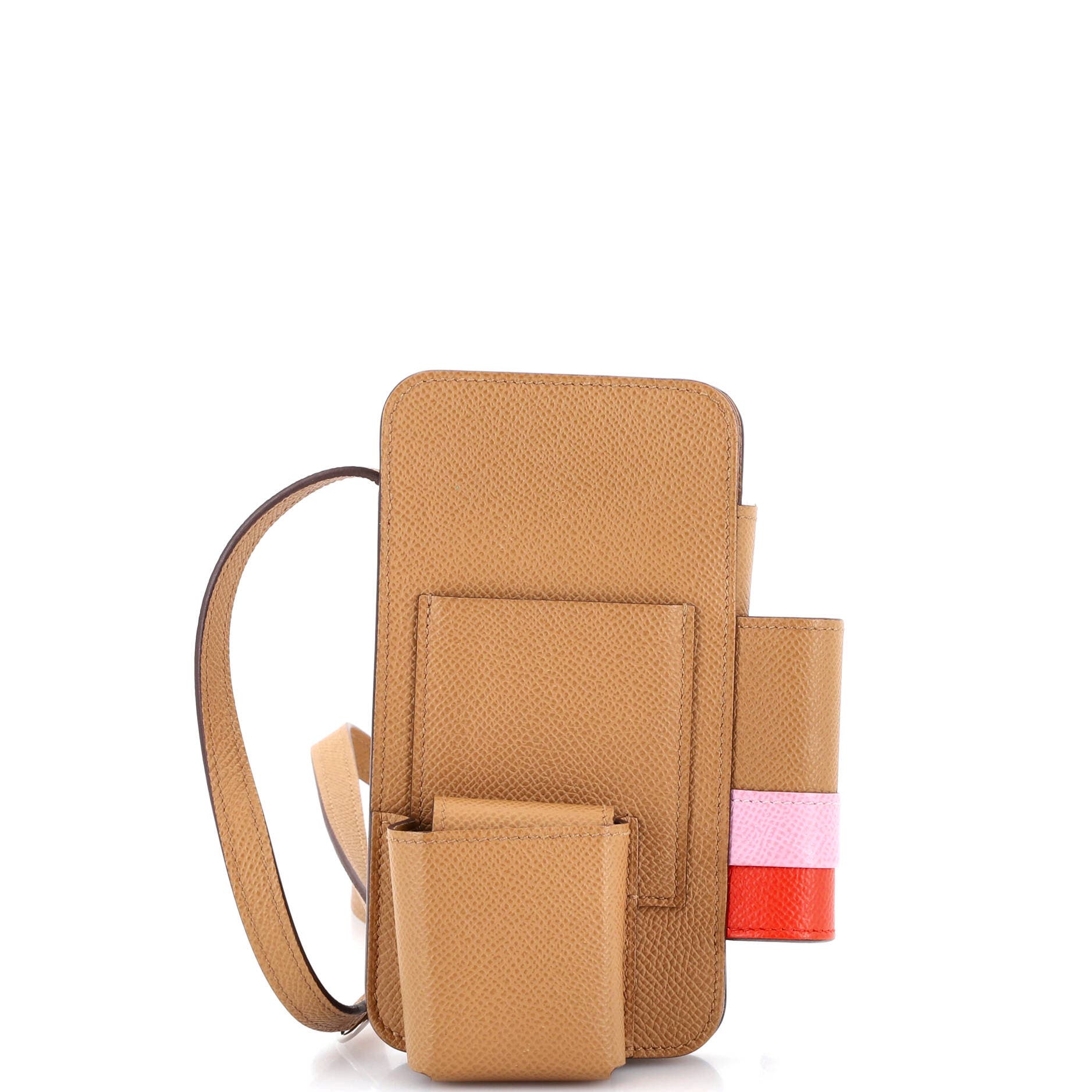 Pre-Owned Hermes Hermesway Phone Case Crossbody Bag Epsom, Main, color, Biscuit