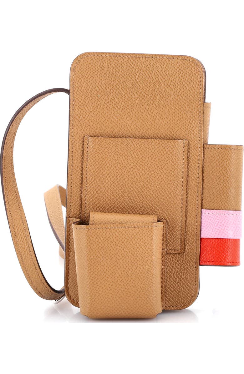 Pre-Owned Hermes Hermesway Phone Case Crossbody Bag Epsom, Main, color, Biscuit