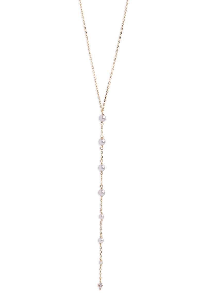 Graduated Freshwater Pearl Y-Necklace, Main, color, GOLD
