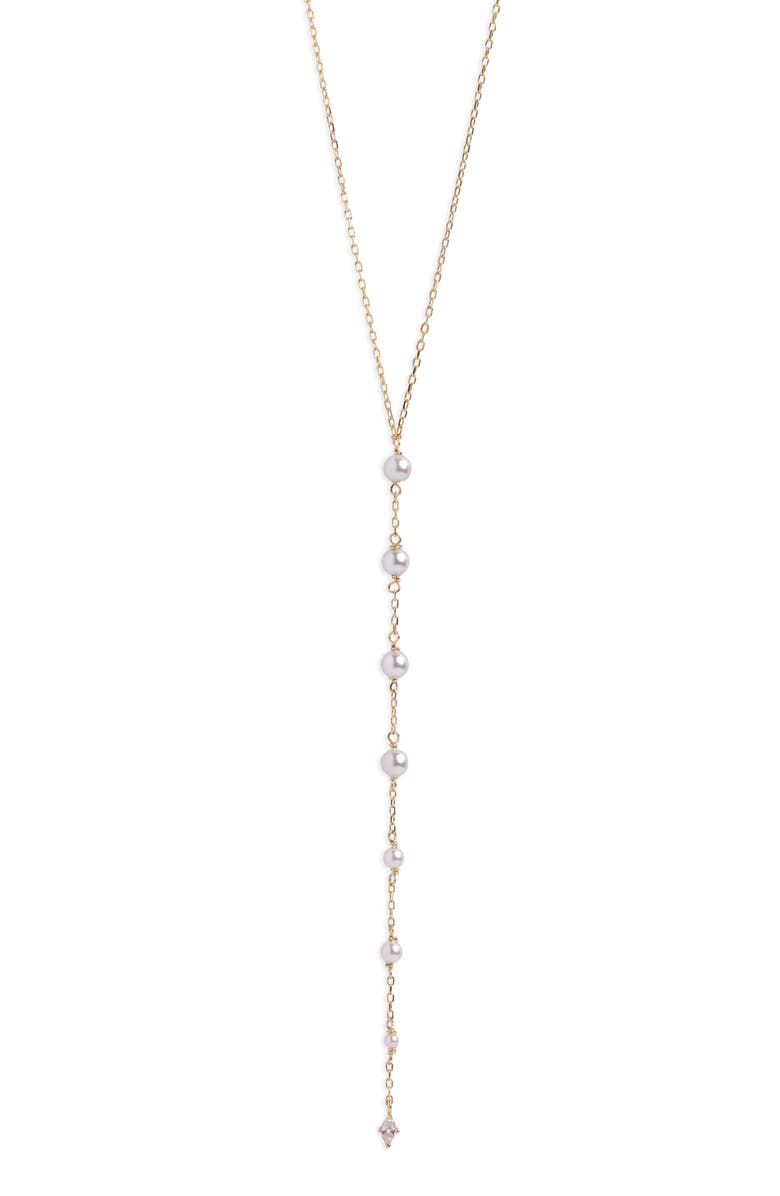 Argento Vivo Sterling Silver Graduated Freshwater Pearl Y-Necklace, Main, color, Gold