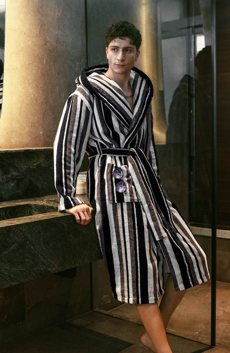 Italic Ultraplush Australian Cotton Bathrobe, Alternate, color, Multi Stripe