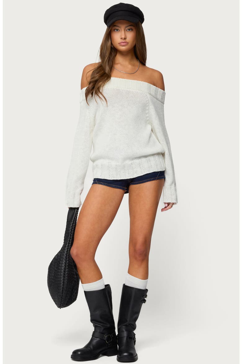 Noemi Off the Shoulder Sweater, Alternate, color, WHITE