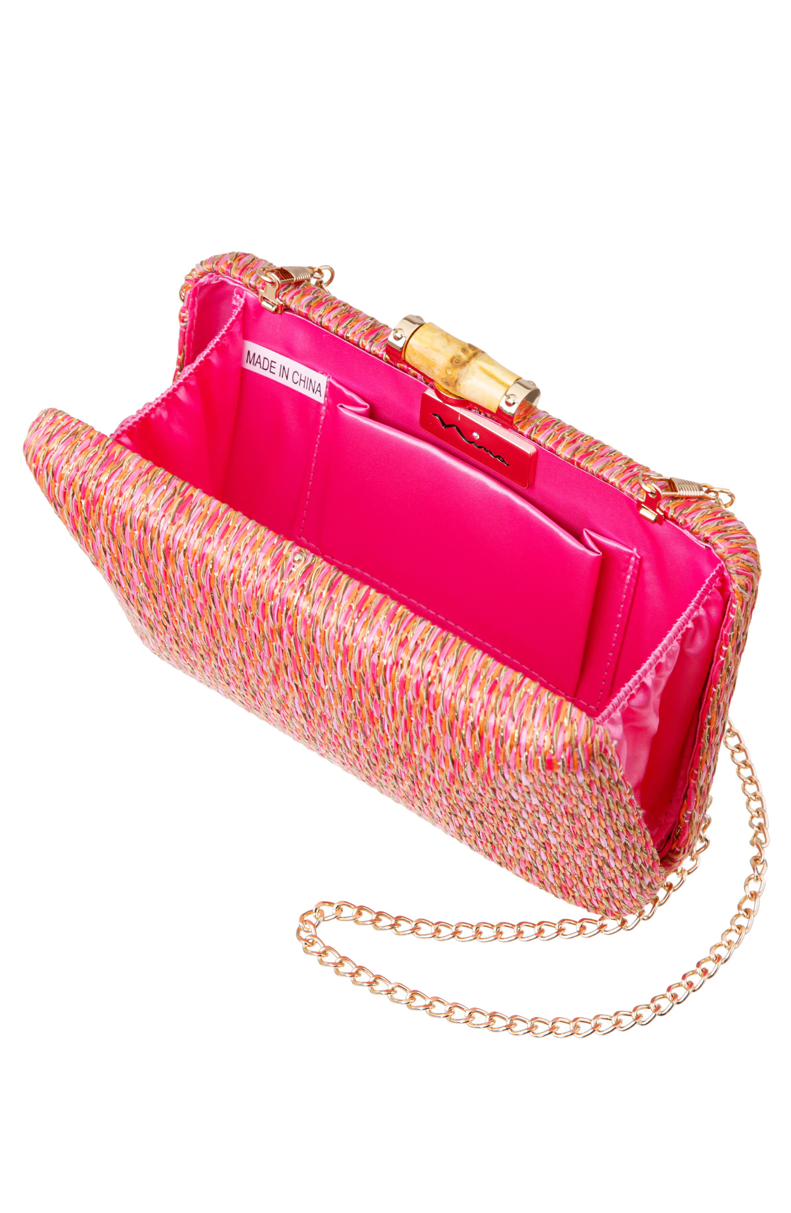 Malia Frame Clutch, Alternate, color, PINK MULTI