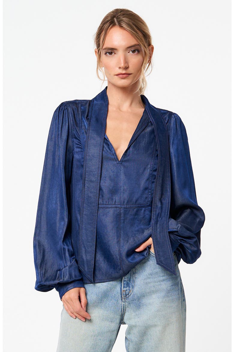 Xavia Split Neck Top, Alternate, color, BLUE