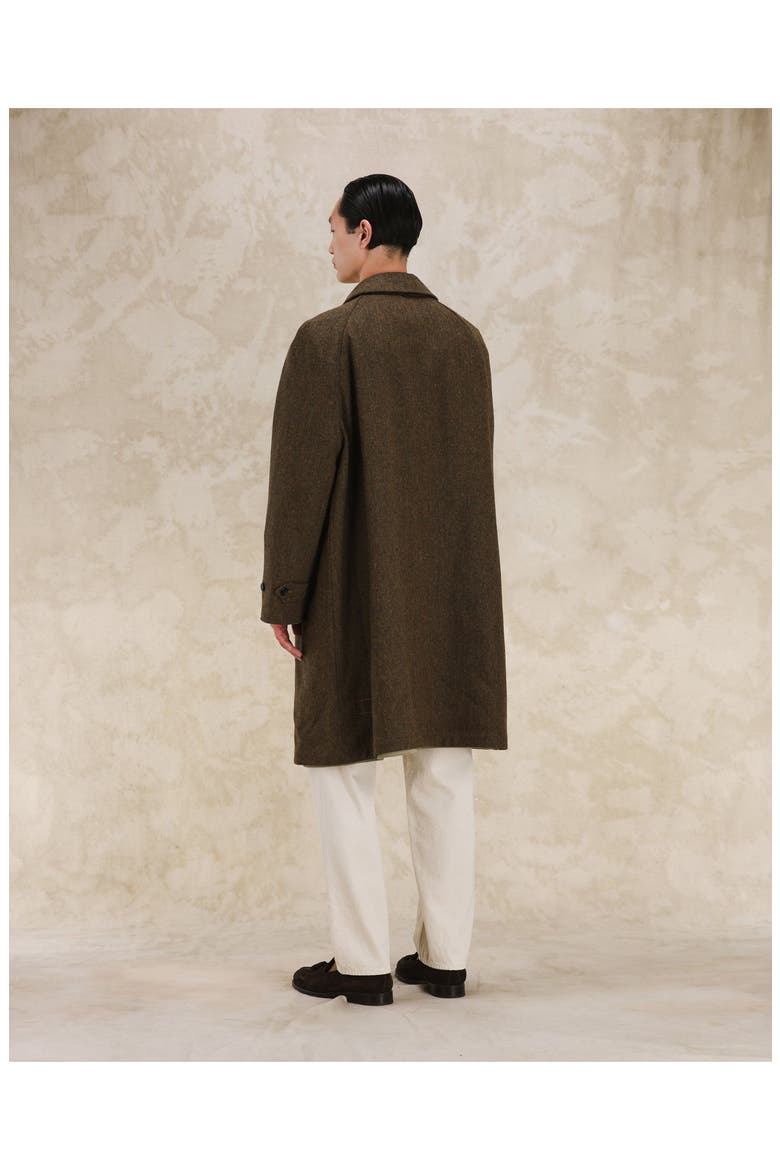 Stanford Herringbone Wool Double-Faced Single-Breasted Coat, Alternate, color, BROWN