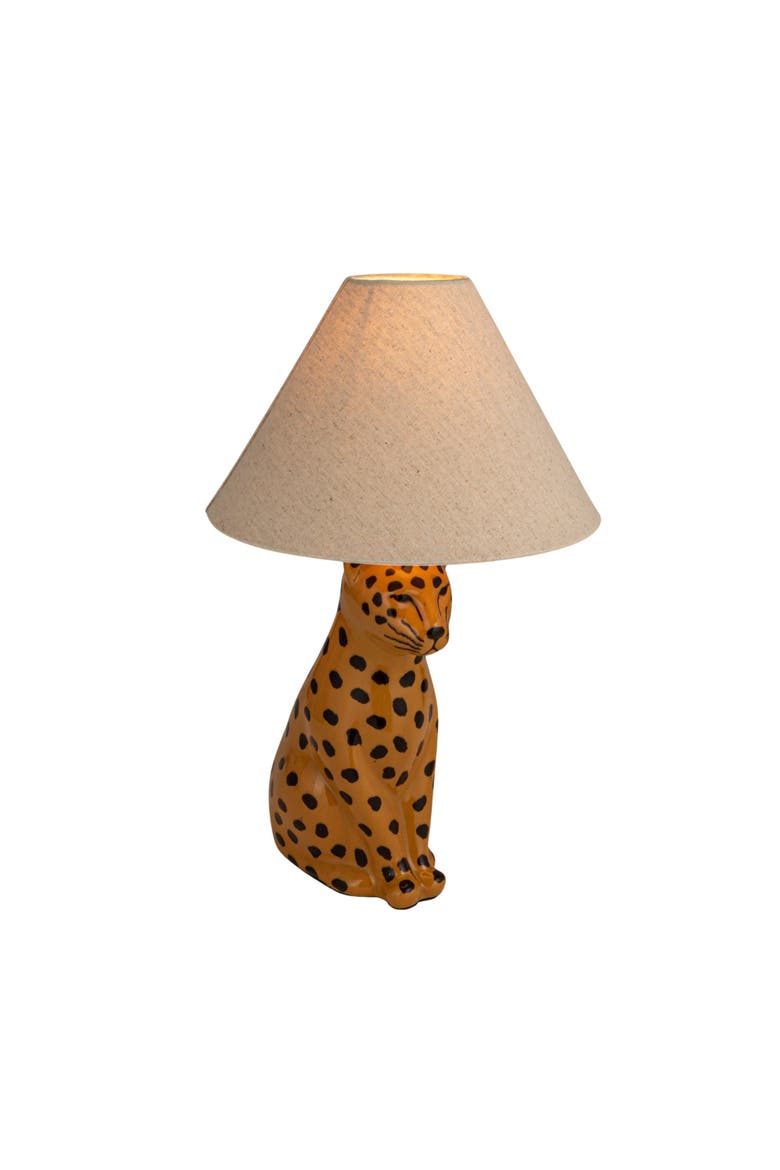Cheetah Table Lamp with Shade and Inline Switch, Alternate, color, Yellow