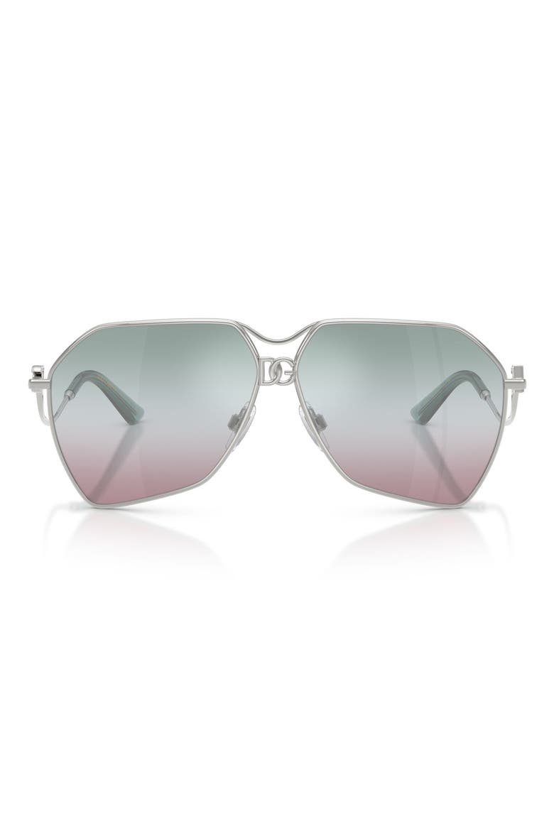 62mm Gradient Pilot Sunglasses, Main, color, SILVER / GRAD PINK GRAD GREEN