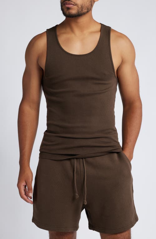 Elwood Malibu Cotton Rib Tank in Vintage Chocolate 