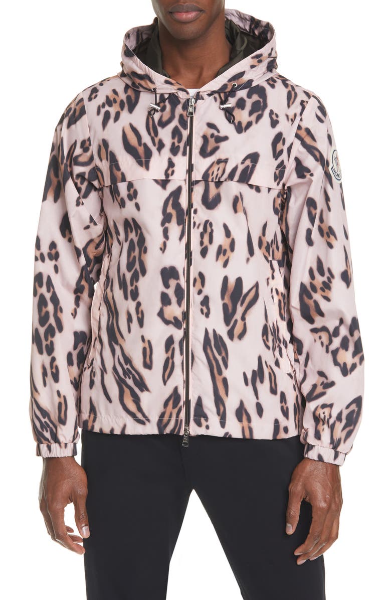 Moncler Genius 2 Moncler 1952 Jau Leopard Print Hooded Nylon Jacket, Alternate, color, 