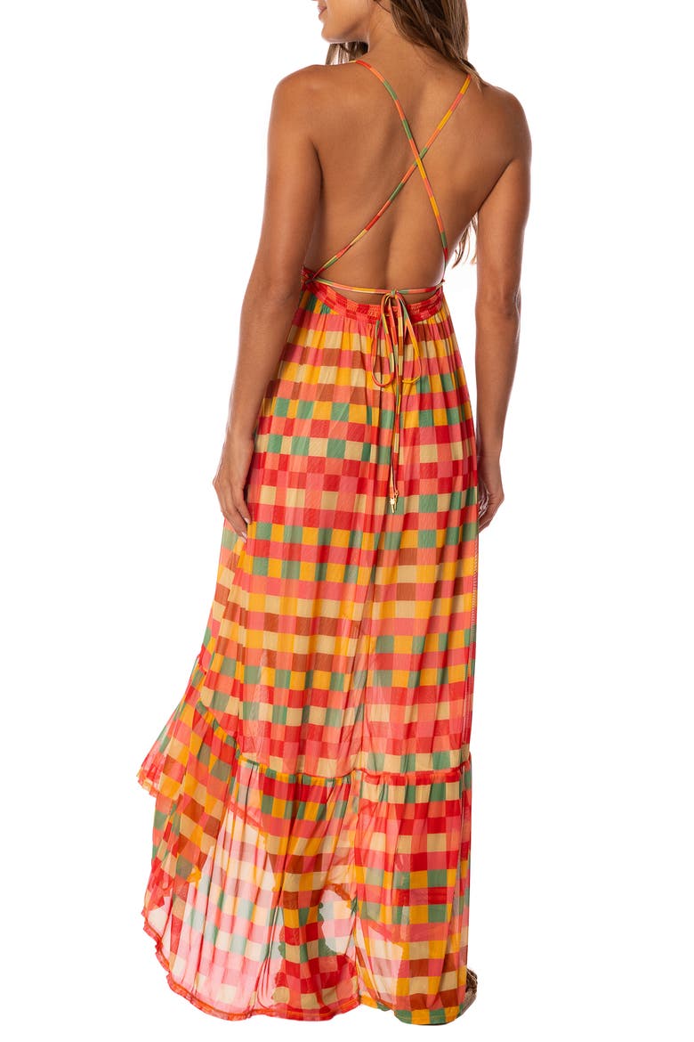 Golden Gambit Moon Bay Cover-Up Dress, Alternate, color, OPEN RED