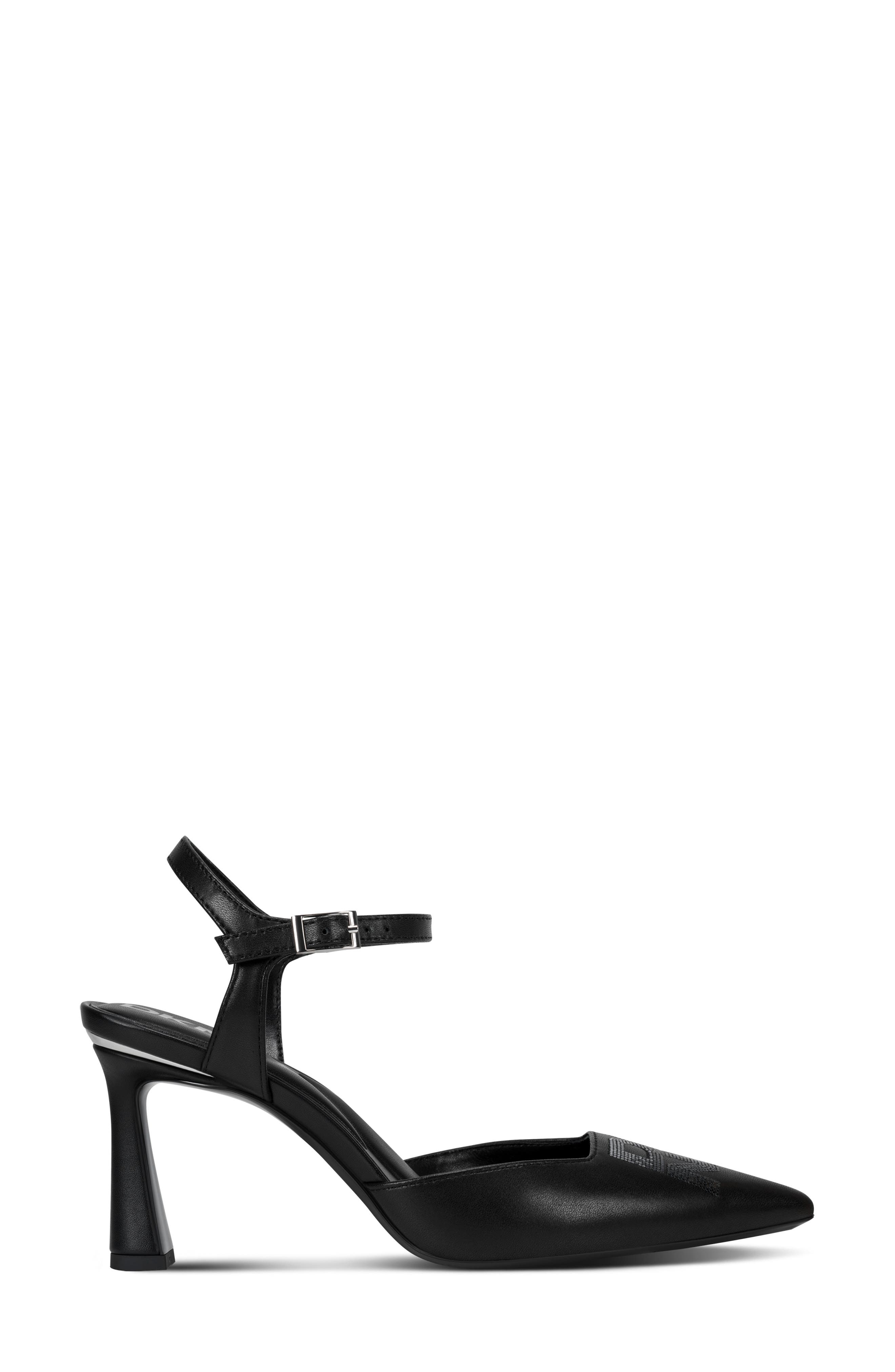 DKNY Ceana Stud Logo Pointed Toe Ankle Strap Pump, Alternate, color, 