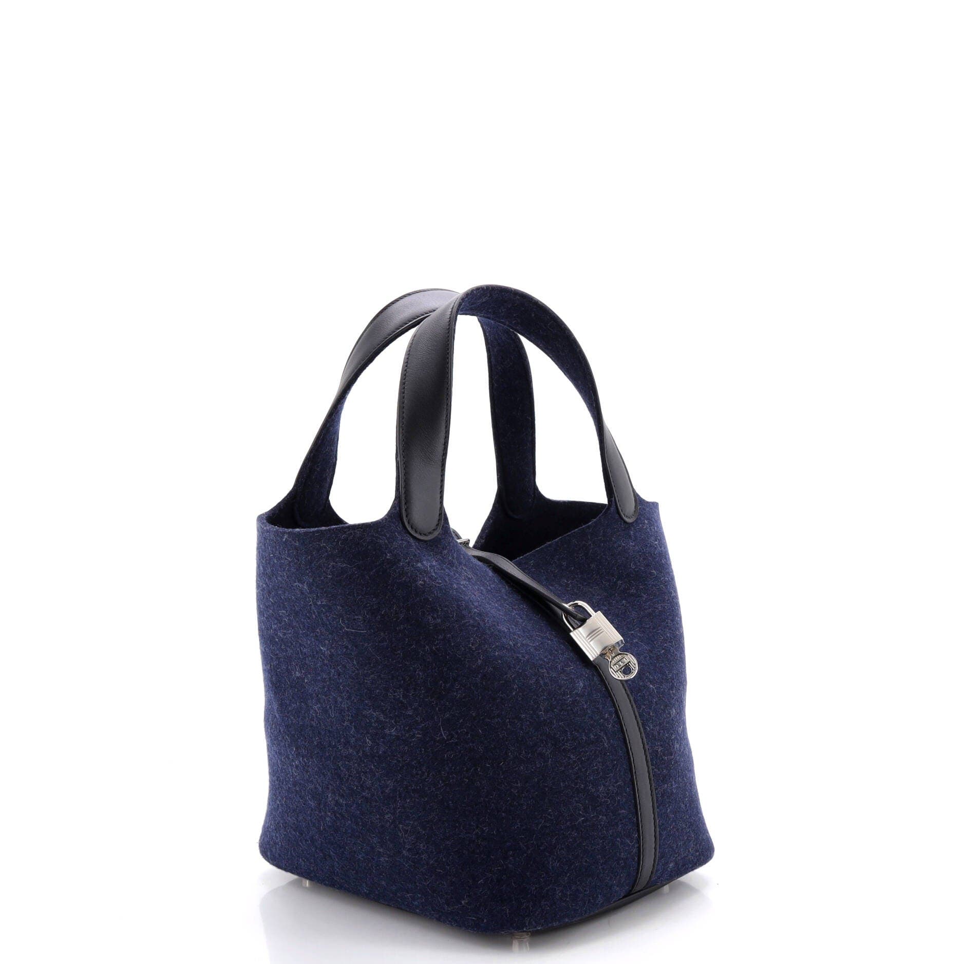 Picotin Lock Bag Felt with Leather MM, Alternate, color, Bleu Nuit