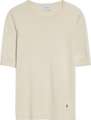 ST. JOHN Marlie Short Sleeve Silk & Cotton Sweater