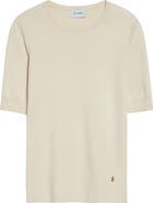 ST. JOHN Marlie Short Sleeve Silk & Cotton Sweater