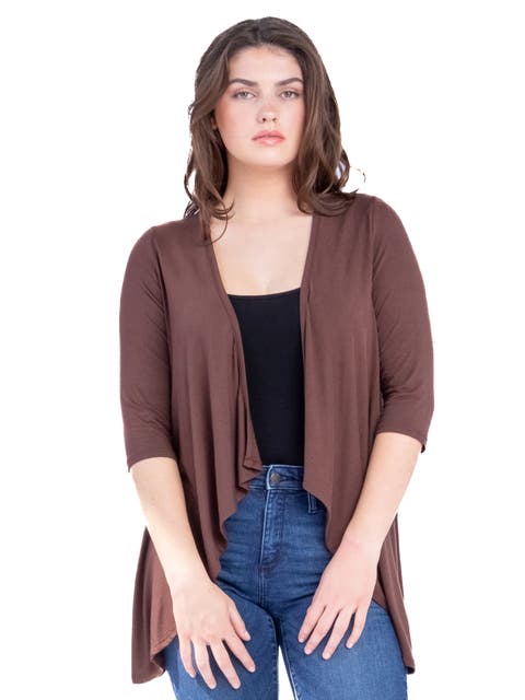Elbow Length Sleeve Open Front Cardigan