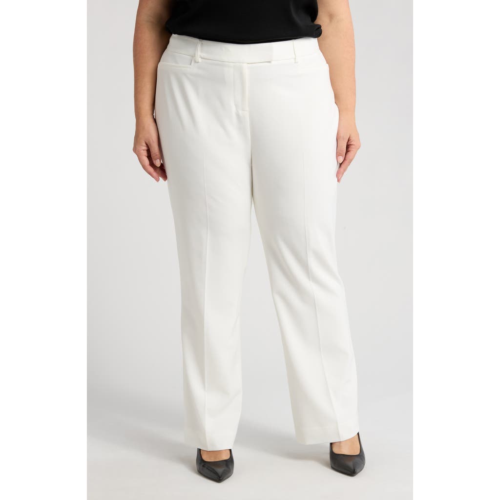 Tahari Asl Bird Eye Straight Leg Pants In White