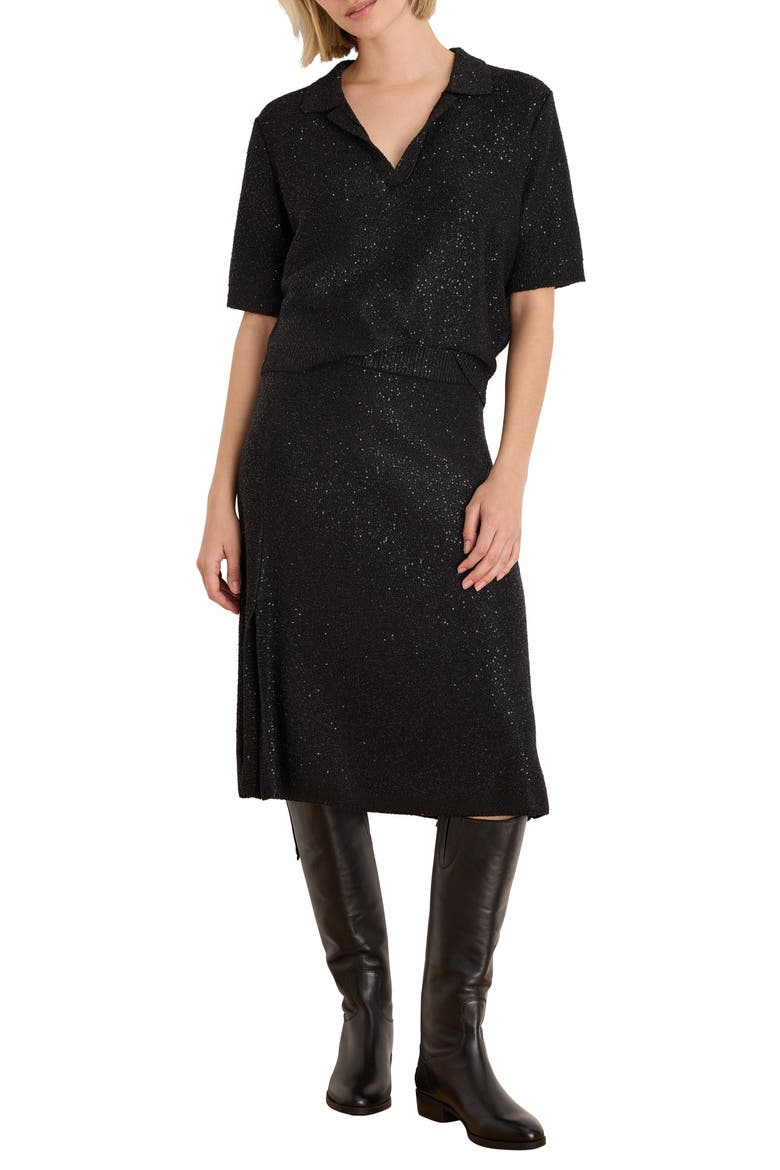 Anytime Sequin Knit Skirt, Alternate, color, BLACK ONYX