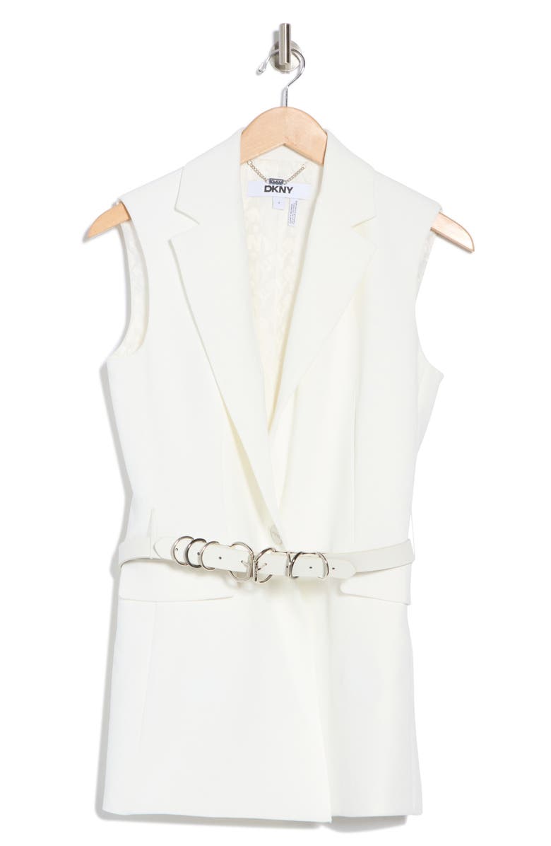 DKNY Belted Vest Jacket, Alternate, color, Ivory