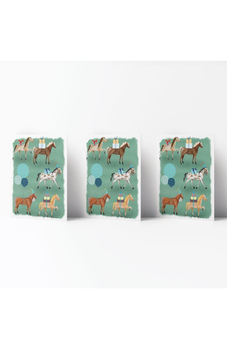 Ramus & Co Happy Birthday Greeting Card Pack (3ct) "Horse Party", Main, color, Multi-Pack