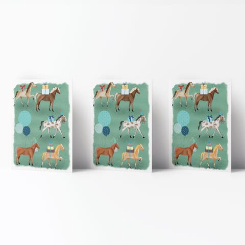 Happy Birthday Greeting Card Pack (3ct) "Horse Party"