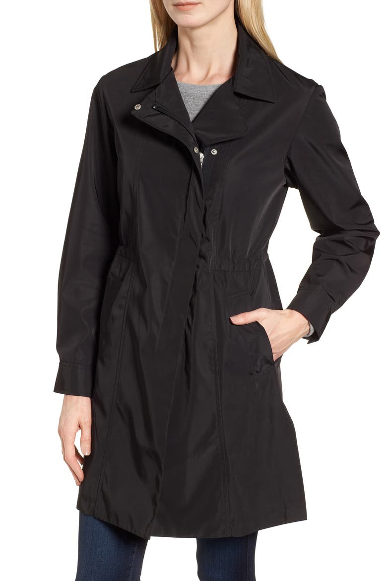 Tech Hooded Trench Coat, Alternate, color, BLACK