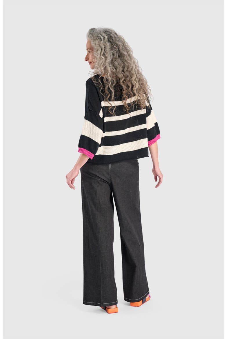 Boxy Stripes Sweater, Alternate, color, Black/Cream