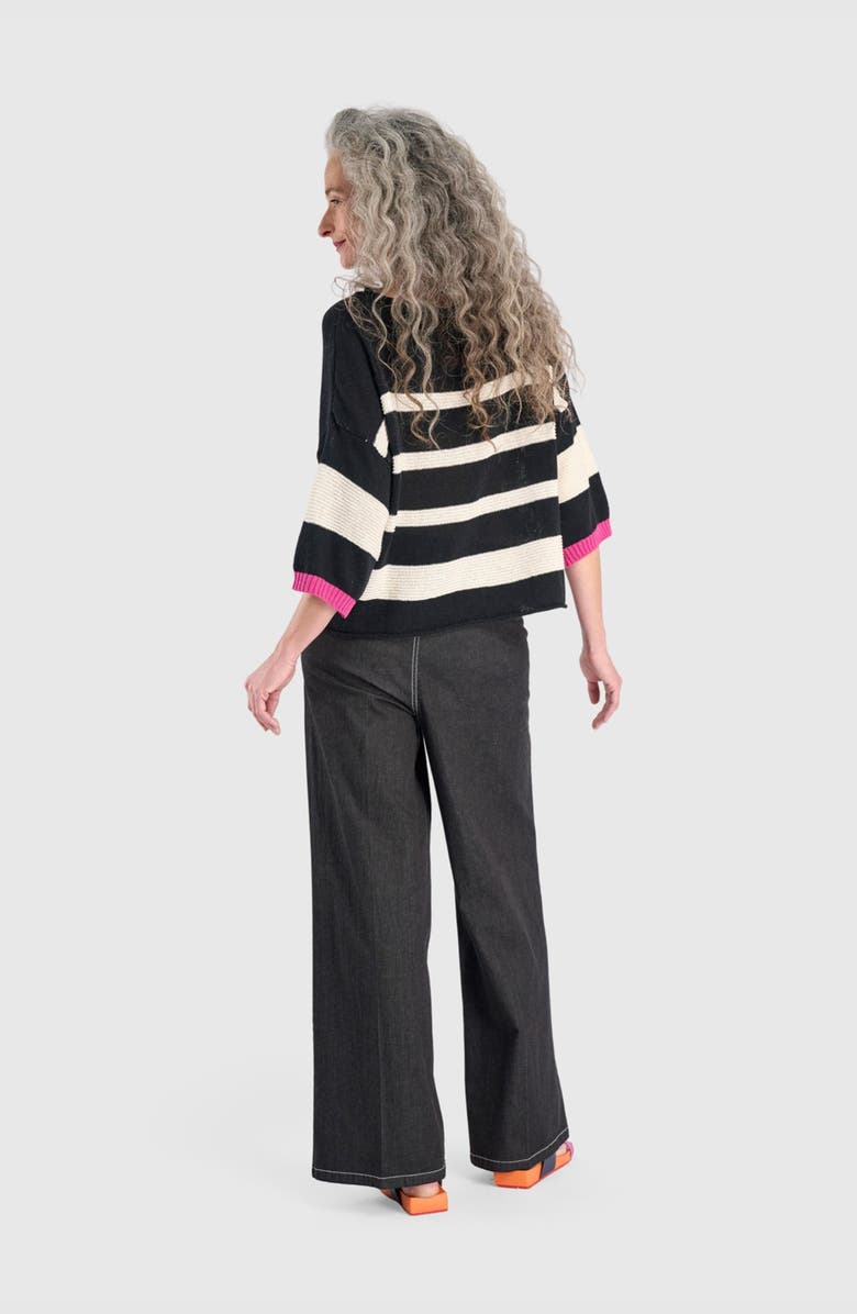 Alembika Boxy Stripes Sweater, Alternate, color, Black/Cream
