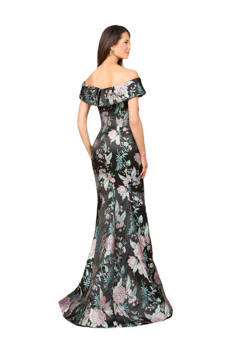 LARA New York Fitted, Mermaid Brocade Gown, Alternate, color, Black/Multi