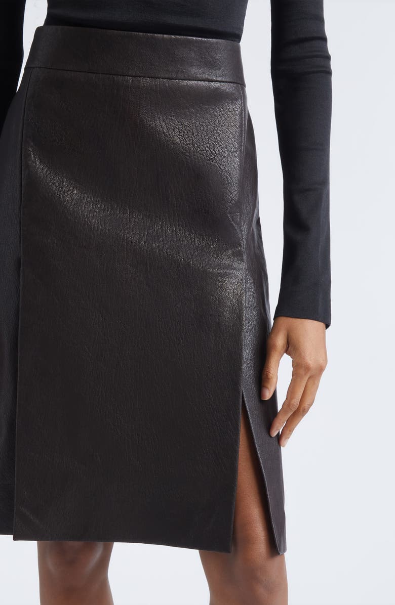 FERRAGAMO Leather Midi Skirt, Alternate, color, Expresso