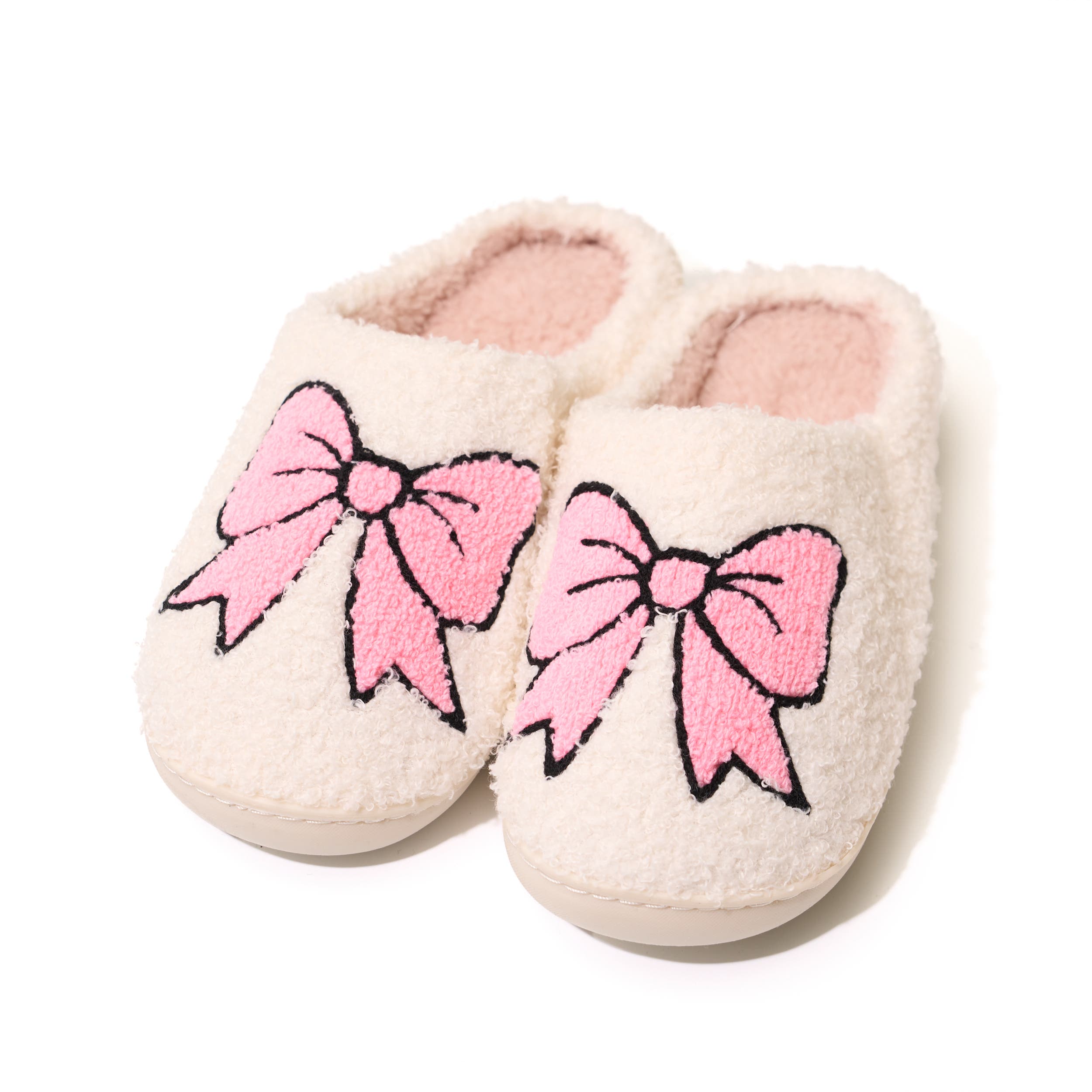 Malibu Sugar Plush bow slippers, Main, color, 