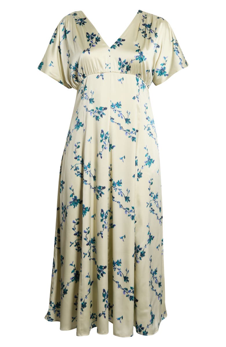 Chelsea28 Seamed Satin Maxi Dress, Alternate, color, Green- Teal Faint Floral
