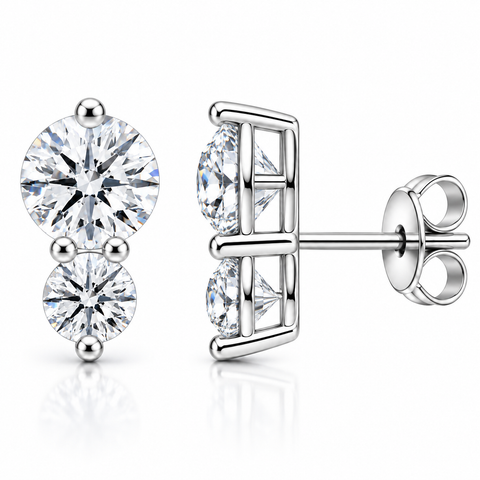 Sterling Silver Two-Stone Drop Earrings