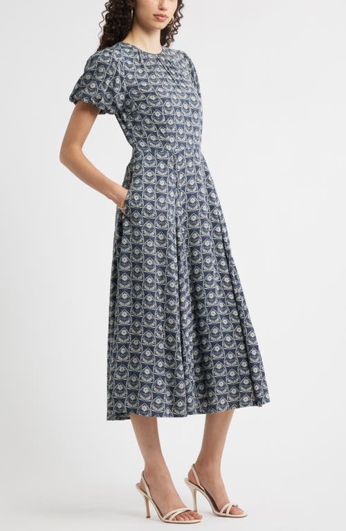 Chelsea28 Shirred Neck Puff Sleeve Midi Dress In Black