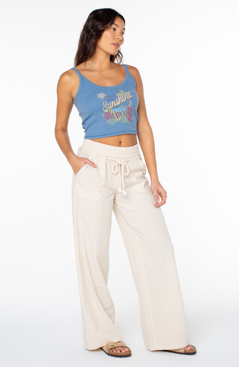 Roxy Paddle On Drawstring Cotton 
Linen Pants, Alternate, color, 